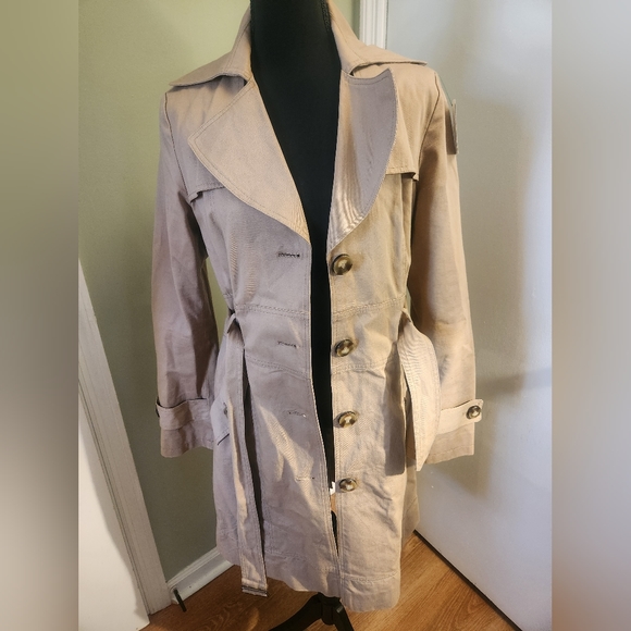 Kenneth Cole Trench Coat Khaki Medium - Picture 7 of 7